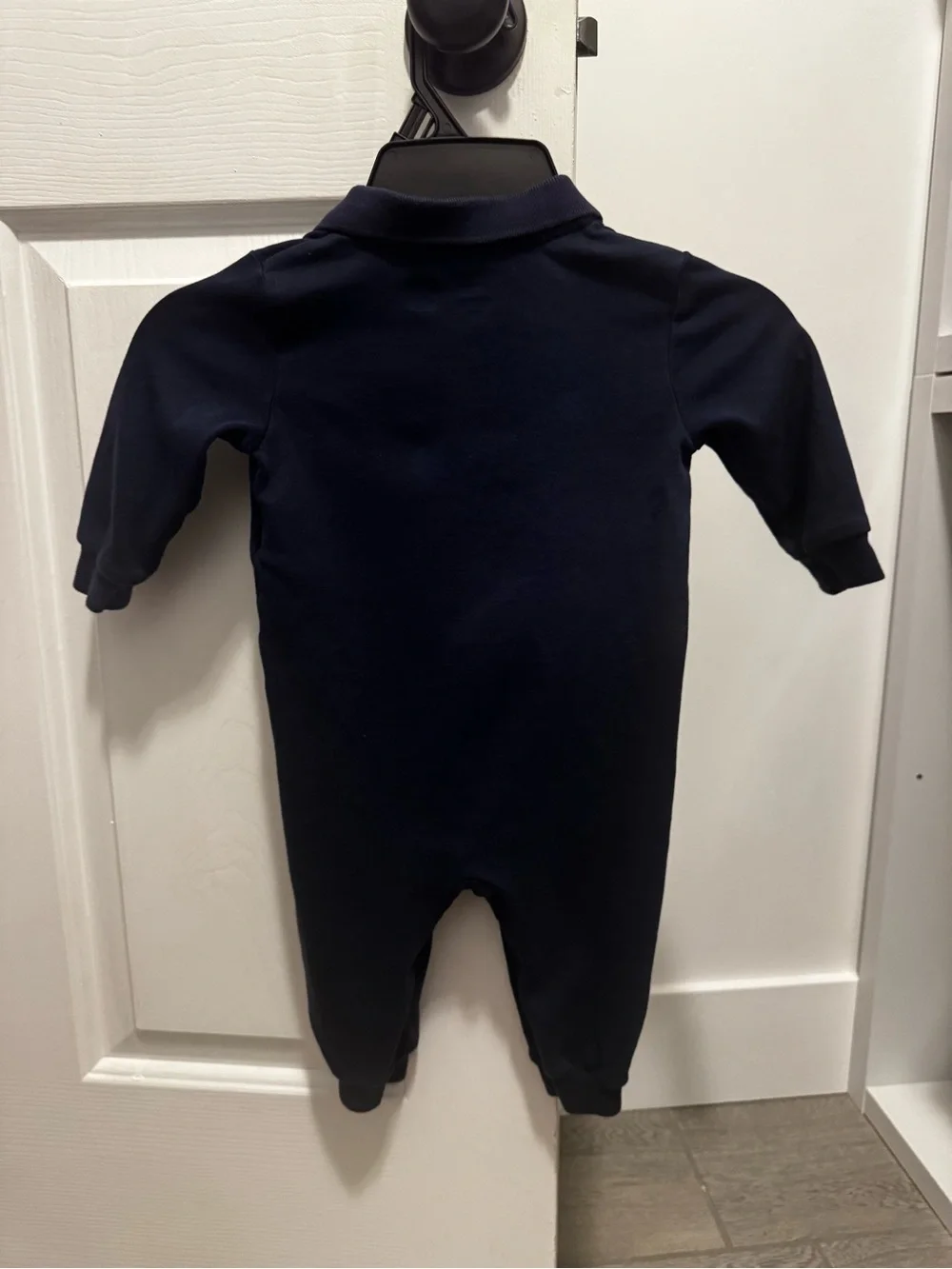 Ralph Lauren Navy Polo One-Piece with Multicolor Pony Embroidery